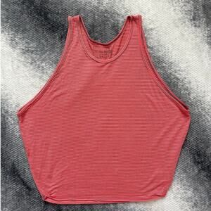 We The Free People Striped Sedgwick Tank Top Shirt Coral Gray Oversized Size XS